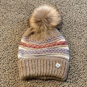 NWOT Fur Pom Pom Hat with Embellishment